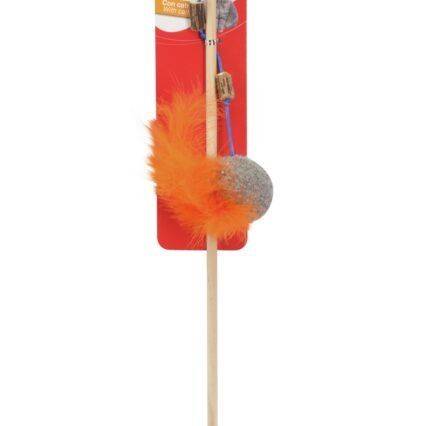 Cat toy with catnip - fishing rod with feather ball