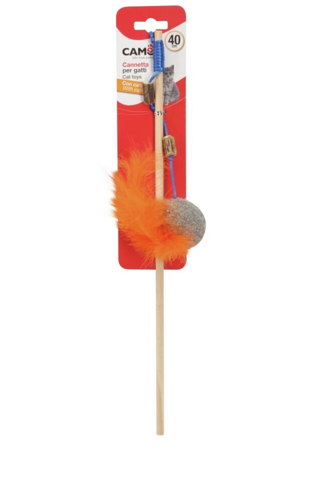 Cat toy with catnip - fishing rod with feather ball