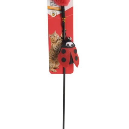 Cat toy - fishing rod with ladybug with bell