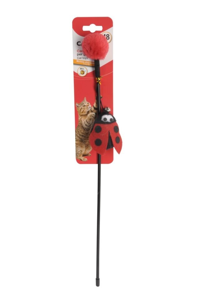 Cat toy - fishing rod with ladybug with bell