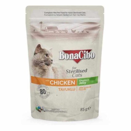 Pochon Bonacibo Chat Stérilisé Poulet Jelly 85gr