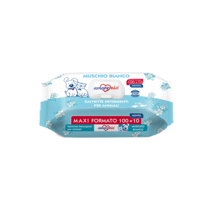 Amoremio Lingettes humides pour chiens et chats MUSHIO BIANCO | 110 PCS