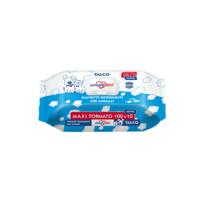Amoremio Lingettes humides pour chiens et chats Talco 110 PCS