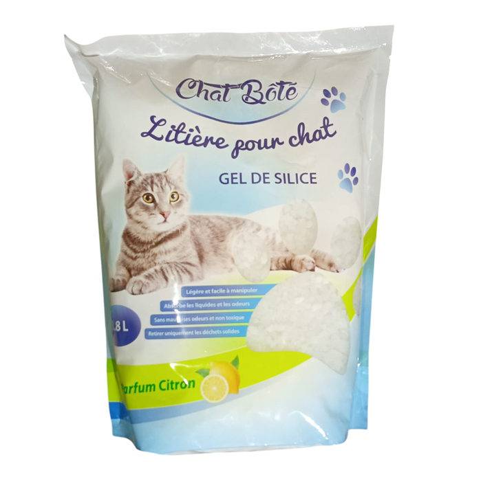 Litière gel de silice, parfum citron 3.8L.