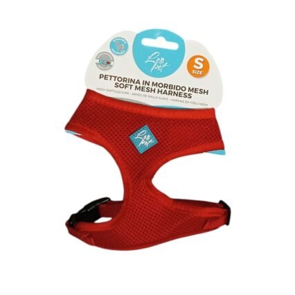 Leopet harnais doux en maille rouge S 36-41 cm
