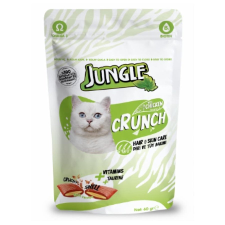 Jungle Cat Crunch- Friandises Pour Chat ( Hair Skin) Chicken 60g.
