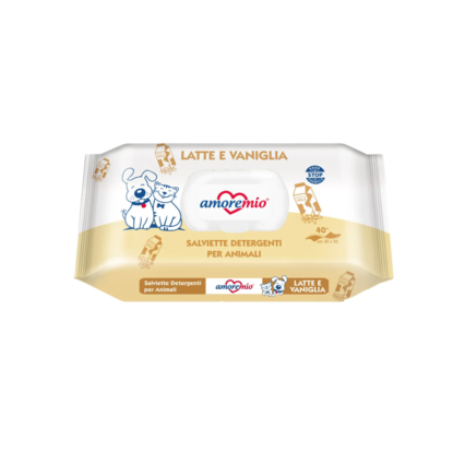 Lingettes humides pour chiens et chats | 40 PCS | Lait et Vanille