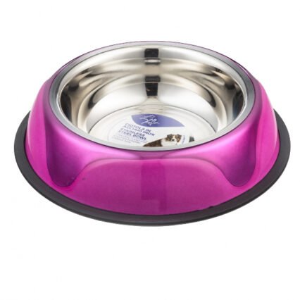 Leopet bol antidérapant en inox onde 700 ml couleurs rose.