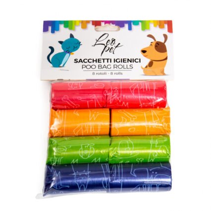 Leopet assortiment de sacs hygiéniques ensemble de 8 rouleaux.