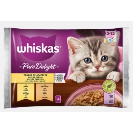 Whiskas Junior Pure Delight Sélection Volaille 85gx4