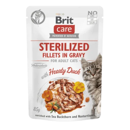 Brit Care Cat Pouch Sterilized - Heart Duck in Gravy 85 g