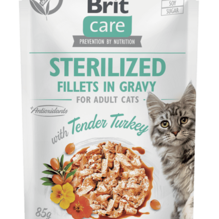 Brit Care Cat Sterilized. Fillets in Gravy with Tender Turkey 85g