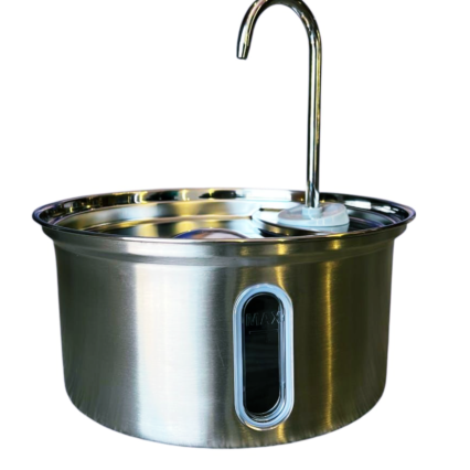 F02 fontaine à eau ronde en inox pour animaux
