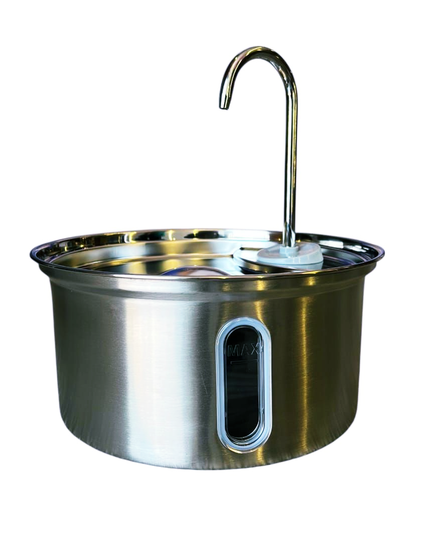 F02 fontaine à eau ronde en inox pour animaux