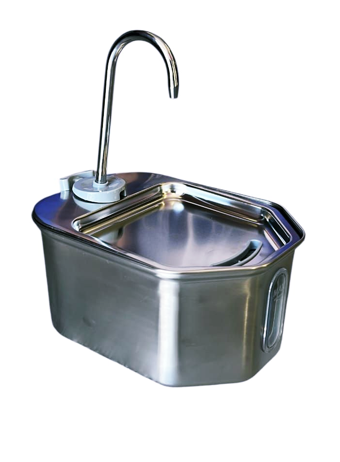 F03 fontaine à eau hexagonale en inox pour animaux